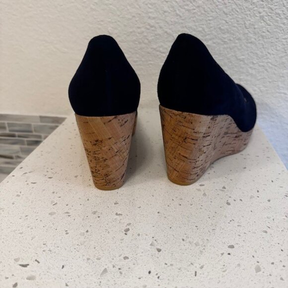 Stuart Weitzman Corkswoon navy and cork espadrille wedge heels - Picture 4 of 10